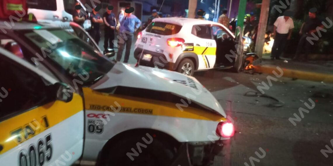 Accidente múltiple deja un lesionado en el centro de Tapachula