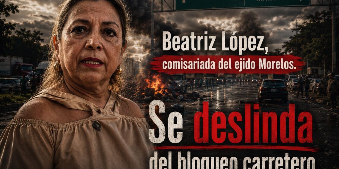 “Personas que bloquearon carretera a Puerto Madero no representan al Ejido Morelos”, asegura comisariada ejidal