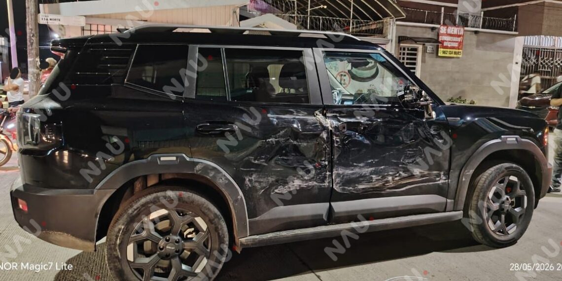 Camión privado impacta a camioneta en Tapachula; no hubo lesionados