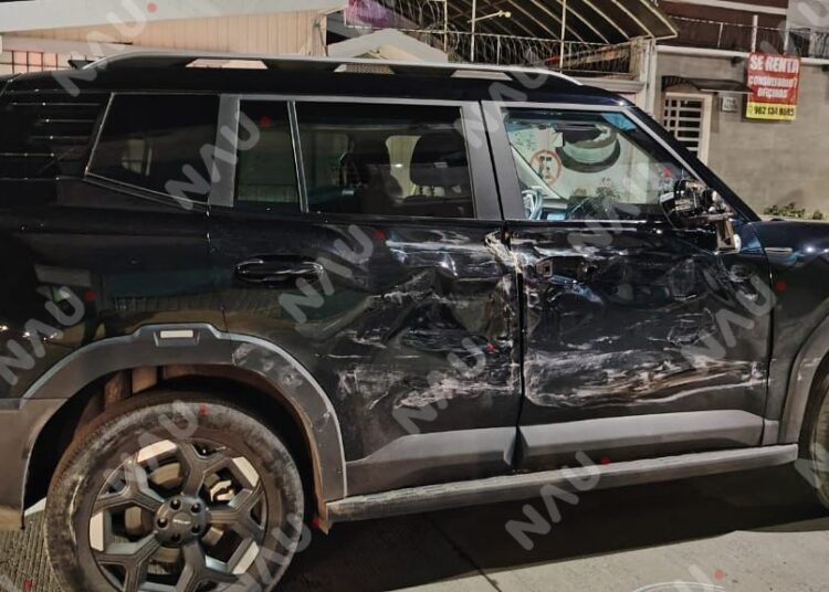 Camión privado impacta a camioneta en Tapachula; no hubo lesionados