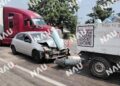 Choque entre patrulla, tráiler y camioneta deja tres heridos en la carretera Tapachula–Puerto Madero