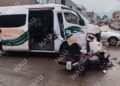 Motociclista resulta lesionado tras choque con unidad del transporte público en Tapachula