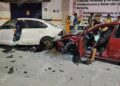 Choque múltiple deja cuantiosos daños materiales y una mujer lesionada en Tapachula