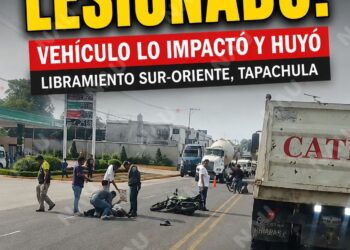 Motociclista resulta lesionado tras ser impactado por vehículo que huyó en el libramiento Sur-Oriente de Tapachula