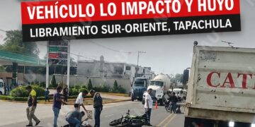 Motociclista resulta lesionado tras ser impactado por vehículo que huyó en el libramiento Sur-Oriente de Tapachula