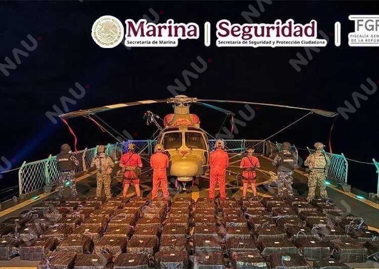 Marina asegura cerca de tres toneladas de cocaína en el Pacífico y detiene a cuatro personas