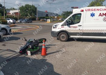 Motociclista resulta herido tras accidente en la glorieta Solidaridad 2000 de Tapachula