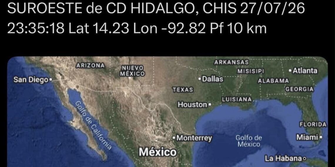 Sismo de 5.9 se percibe en la región del Soconusco; autoridades descartan afectaciones