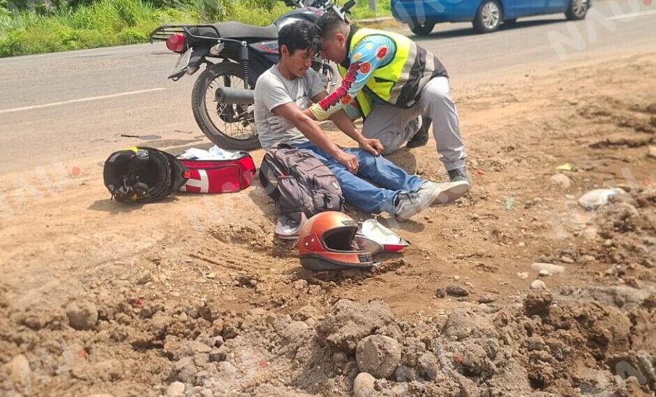 Motociclista resulta lesionado tras choque con camioneta en la carretera Costera de Tapachula