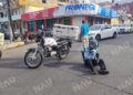 Dos motociclistas resultan lesionados tras choque en el centro de Tapachula