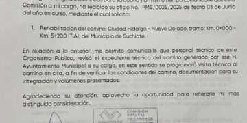 Avanza gestión para rehabilitar la carretera Campito–Dorado Nuevo en Suchiate