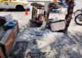 Colectivo impacta triciclo de vendedor de tacos; resulta con golpes leves