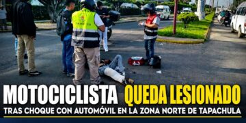Motociclista queda lesionado tras choque con automóvil en la zona norte de Tapachula